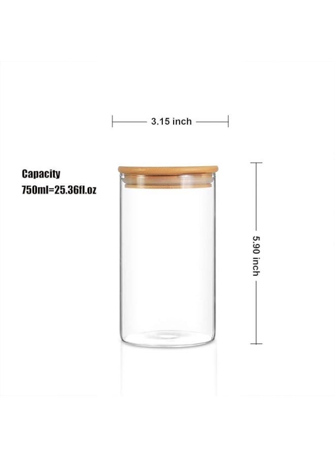 Glass Food Storage Container (Pack Of 3) with Bamboo Lid, 750ML High Borosilicate Glass Canister, Airtight Kitchen Jar for Coffee, Sugar, Flour, Cookies - Image 2