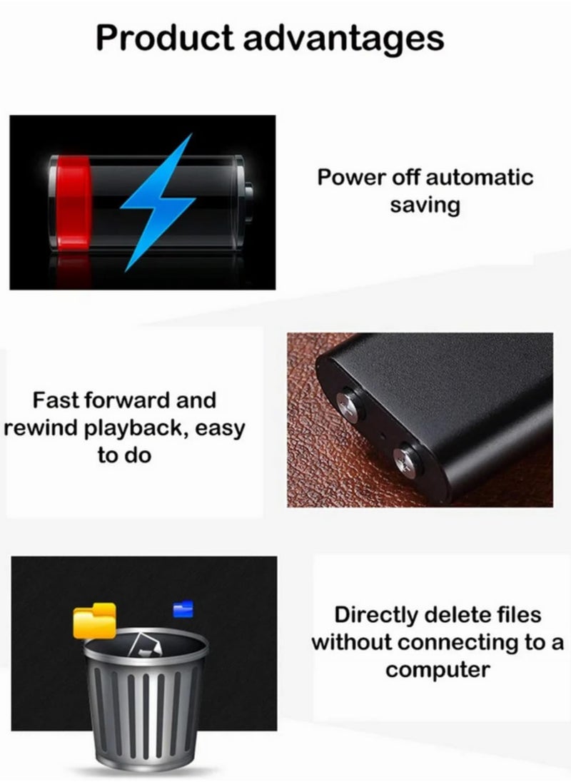 Q25 Mini Digital Voice Recorder Small Voice Activated Recorder with Back Clip Noise Reduction Clear Recording 8GB Memory for Meeting Lecture Interview