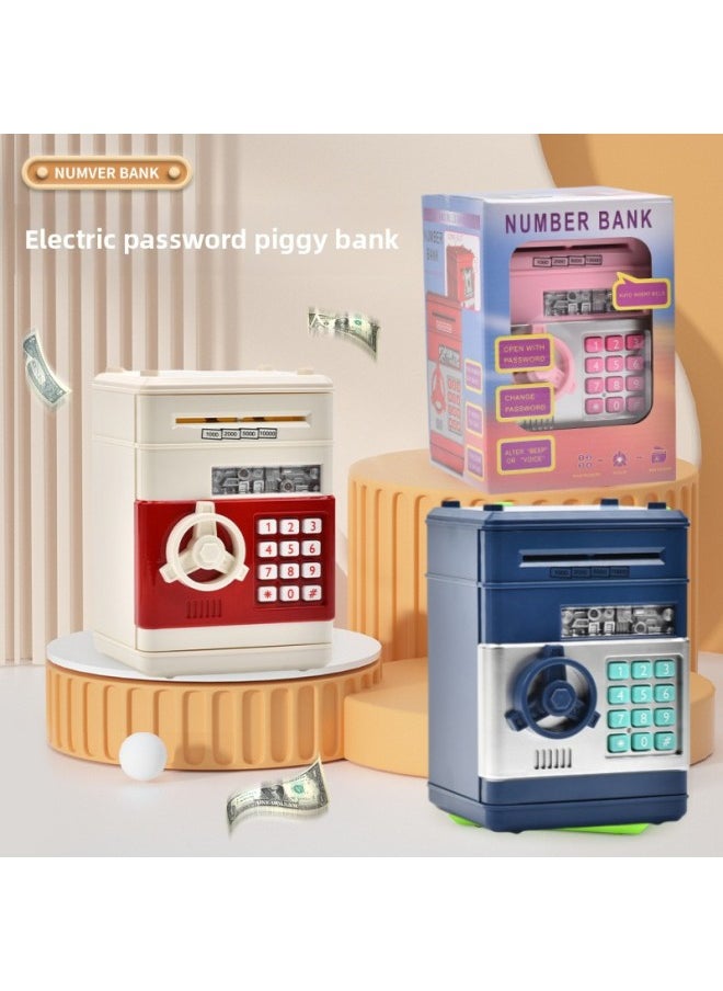 null - Simulation ATM Cash Machine Mini Password Safe Deposit Box Piggy Bank Automatic Roll Money Piggy Bank Children's Toys-Color:881506[pink Silver] Piggy Bank [minimum Bid Of 48 Pieces] - Image 1