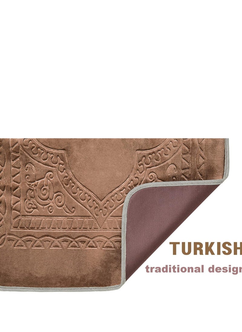 ROSHAN - Padded prayer rug with velvet face and soft 2-in-1 foldable backrest 110cm x 55cm - Image 1