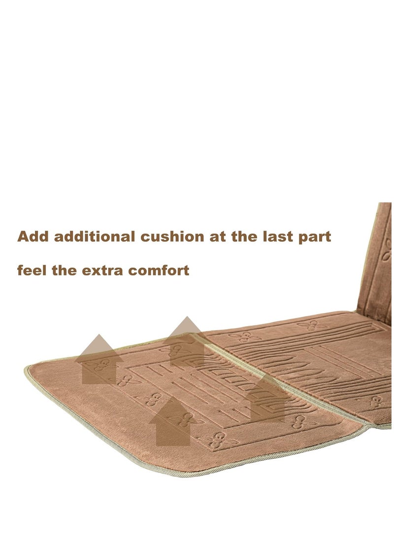 ROSHAN - Padded prayer rug with velvet face and soft 2-in-1 foldable backrest 110cm x 55cm - Image 1
