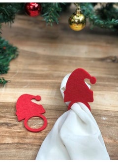 Masalsı Concept Fairytale Concept Decorative New Year Napkin Holder 6 Piece Red Hat Motif Felt Napkin Ring Napkin Ring  - Image 2