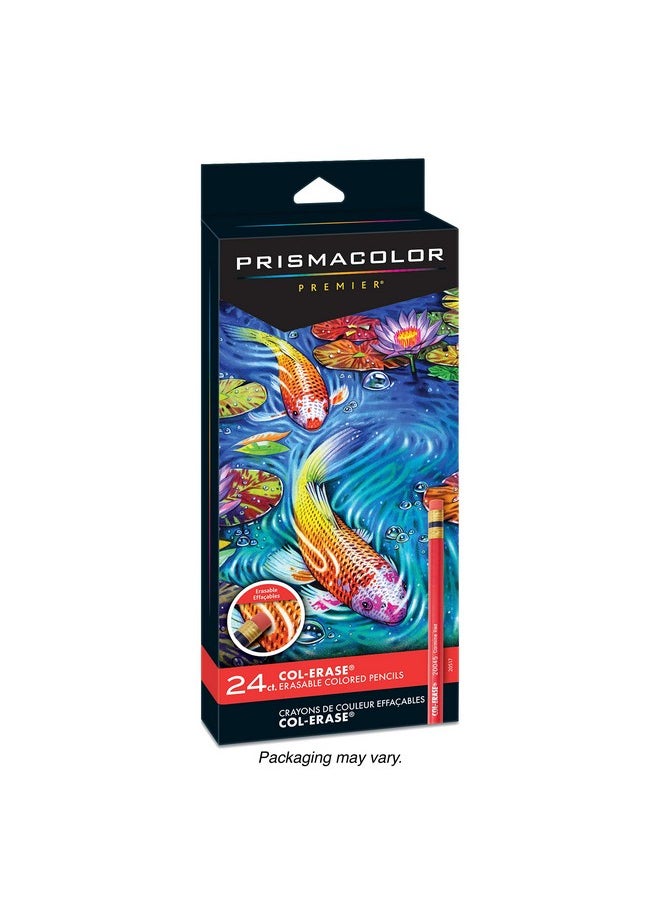 بريزما كالر أقلام تلوين قابلة للمسح من Prismacolor Col-Erase، للتلوين للبالغين، عبوة من 24 قطعة  - Image 1
