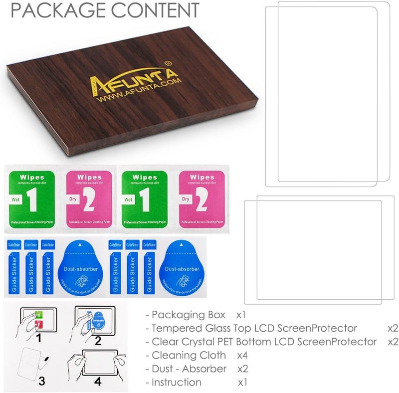 AFUNTA Screen Protector Compatible with Nintendo New 3DS, 2 Pack (4 Pcs) Tempered Glass for Top Screen and HD Clear PET Film for Bottom Screen Accessory - Image 3