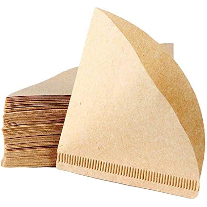 شواي 100 قطعة من فلتر القهوة الورقي V60 غير المبيض القابل للاستخدام مرة واحدة، فلتر قهوة مخروطي محمول مناسب من 2 إلى 4 أشخاص - Image 1