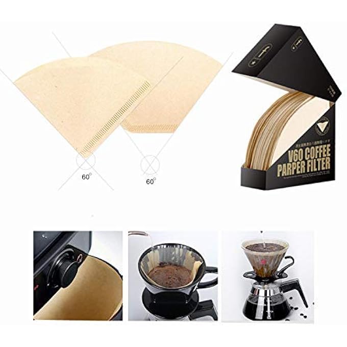 شواي 100 قطعة من فلتر القهوة الورقي V60 غير المبيض القابل للاستخدام مرة واحدة، فلتر قهوة مخروطي محمول مناسب من 2 إلى 4 أشخاص - Image 4