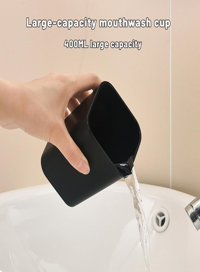Wekity Bathroom Accessories Set 4 Pieces,Modern Bath Organizer with 400ml Soap Dispenser, Toothbrush Holder, Mouthwash Cup & Soap Dish,Countertop Set for Bathroom, Kitchen Sink (Black) - Image 5