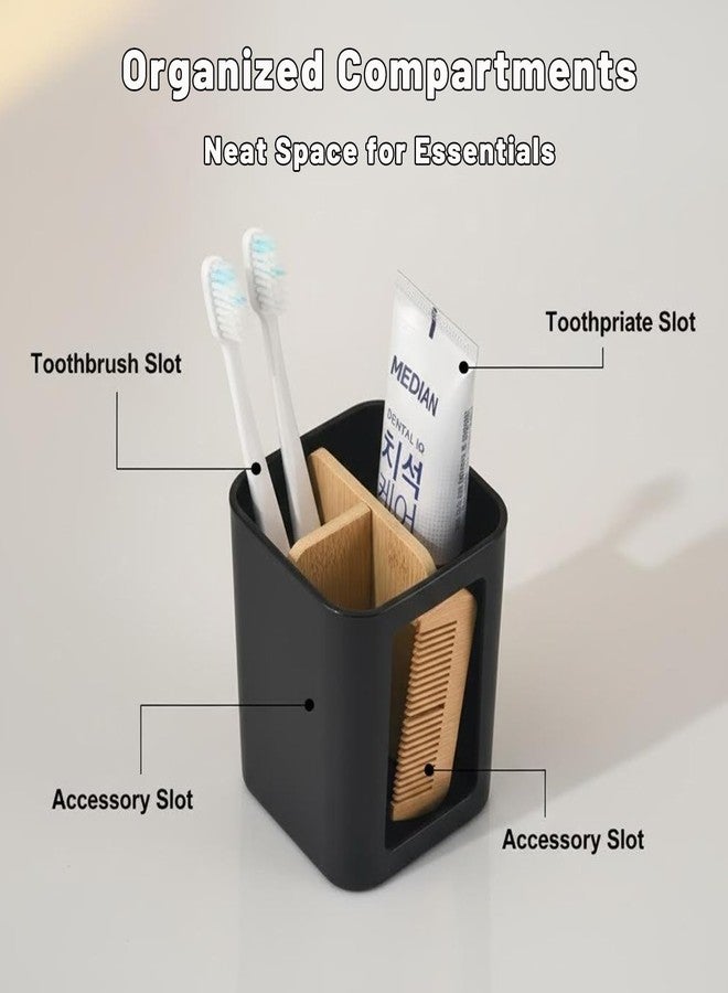 Wekity Bathroom Accessories Set 4 Pieces,Modern Bath Organizer with 400ml Soap Dispenser, Toothbrush Holder, Mouthwash Cup & Soap Dish,Countertop Set for Bathroom, Kitchen Sink (Black) - Image 4