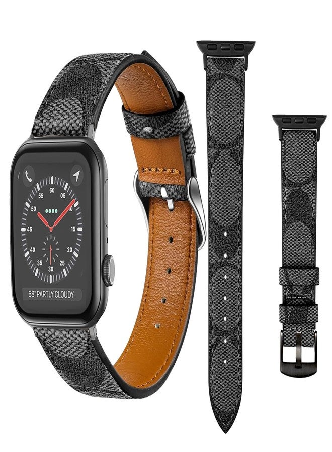 سوار NYENEIL متوافق مع ساعة Apple Watch Ultra بمقاسات 38 مم، 40 مم، 41 مم، 42 مم، 44 مم، 45 مم، 46 مم، 49 مم، سلسلة 10/9/8/7/6/5/4/3/2/1، سوار رياضي فاخر بديل بنقشة المونوغرام الكلاسيكية، مناسب للرجال والنساء. - Image 2