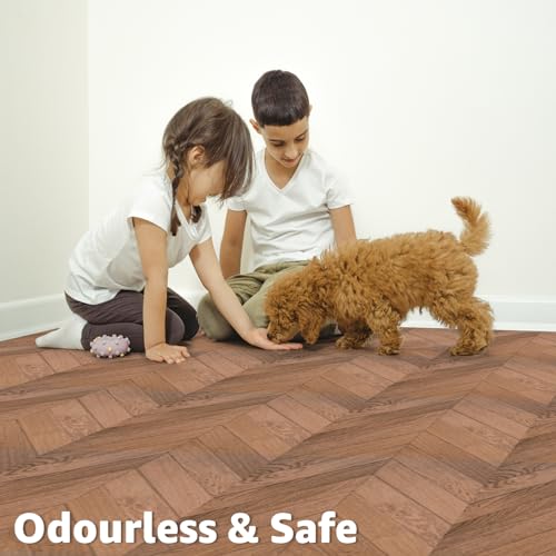 Art3d 30-Pack Herringbone Peel and Stick Vinyl Floor Tiles, 12" x 12" Self Adhesive Waterproof Wood Flooring Plank for Kitchen Bathroom Bedroom, Cover 30 Sq. Ft, Brown - Image 4