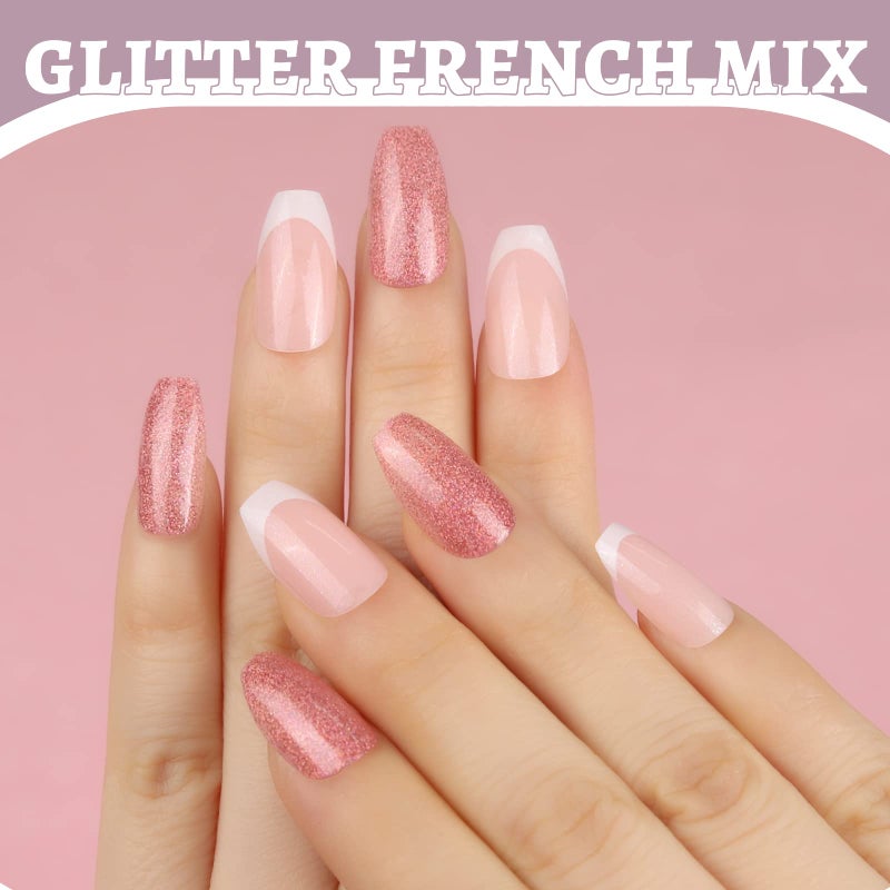 Teenitor Press on Nails,Teenitor 288PCS Matte Medium Length, Acrylic Fake Nails Full Cover, Ballerina Coffin Press on Nails,Glitter Press On False Nails - Image 5