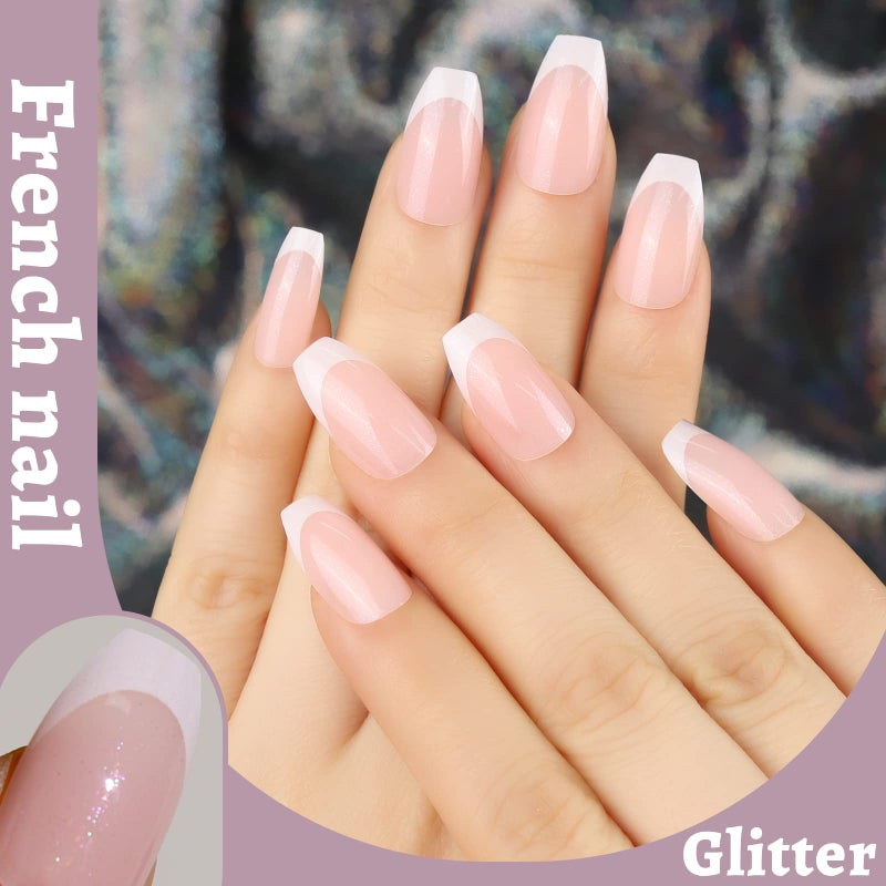 Teenitor Press on Nails,Teenitor 288PCS Matte Medium Length, Acrylic Fake Nails Full Cover, Ballerina Coffin Press on Nails,Glitter Press On False Nails - Image 3