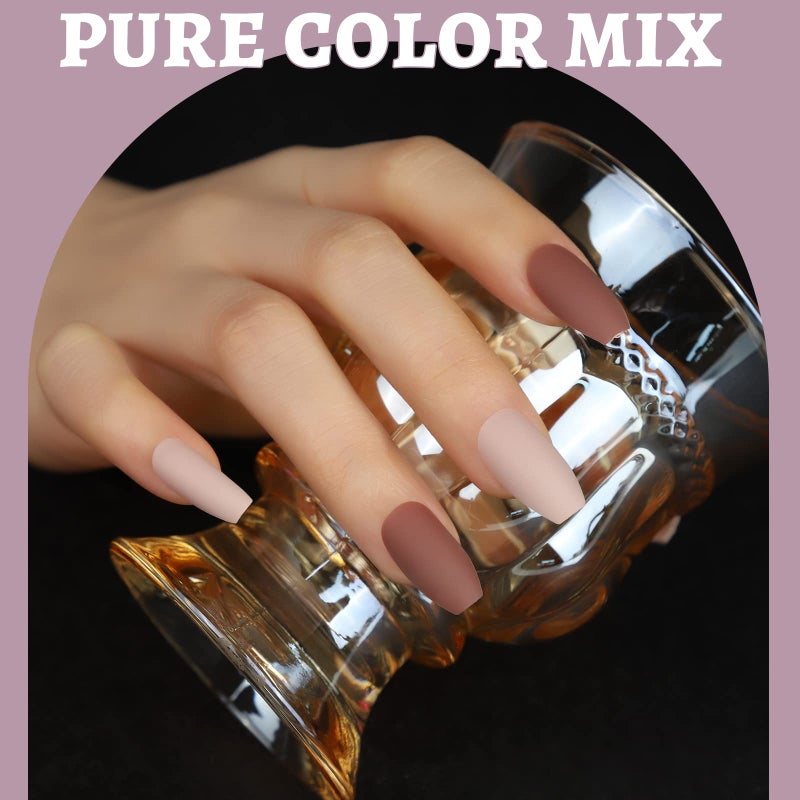 Teenitor Press on Nails,Teenitor 288PCS Matte Medium Length, Acrylic Fake Nails Full Cover, Ballerina Coffin Press on Nails,Glitter Press On False Nails - Image 4