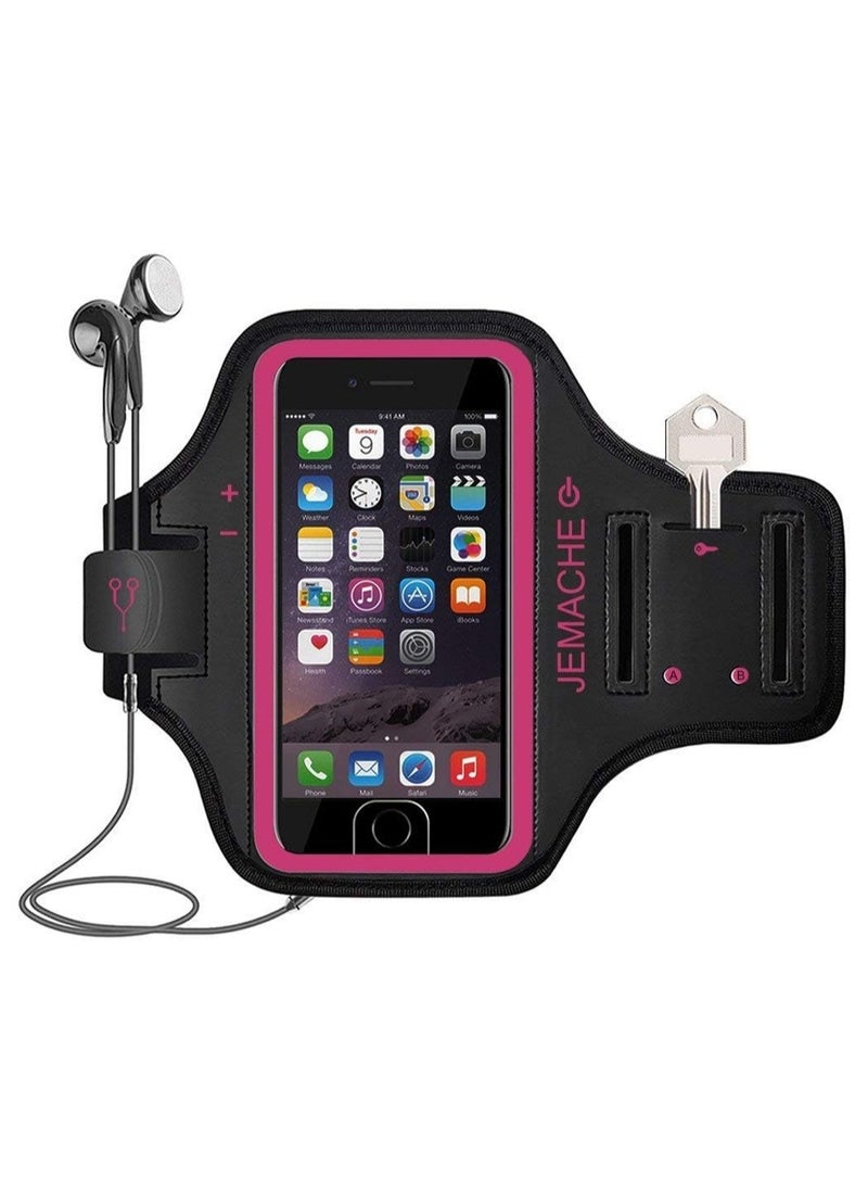 ELTRAZONE - Running Armband, Cellphone Armband for iPhone 13 Pro Max, 12 Pro Max, Xs Max,Samsung S21 Ultra, Skin-Friendly Sports Running Armband with Key and Headphone Slot for Jogging, Gym (Size 7.0, Red) - Image 1