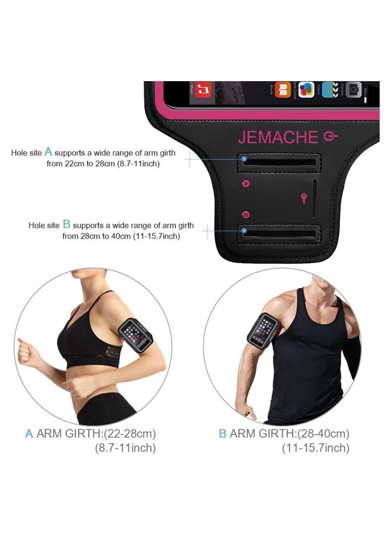 ELTRAZONE - Running Armband, Cellphone Armband for iPhone 13 Pro Max, 12 Pro Max, Xs Max,Samsung S21 Ultra, Skin-Friendly Sports Running Armband with Key and Headphone Slot for Jogging, Gym (Size 7.0, Red) - Image 1