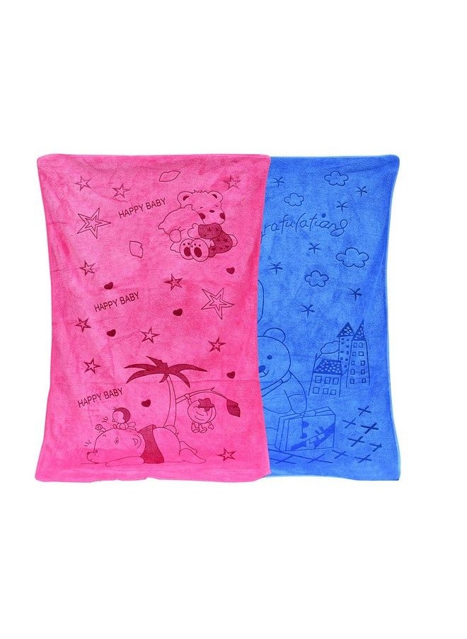 The Little Lookers Bath Towel For Newborn; Baby; Kids; Super Soft Baby Bath Towel Set For Infants (0 3 Years) (Pink&Blue Pack Of 2)  - Image 1