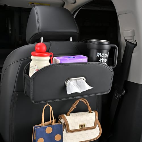 Edotim Backseat Seat Car Organizer Multifunctional Adjustable Car Organizers and Storage Universal Car Seat Organizer Car Tissue Organizer with Cup Holder Black - Image 1