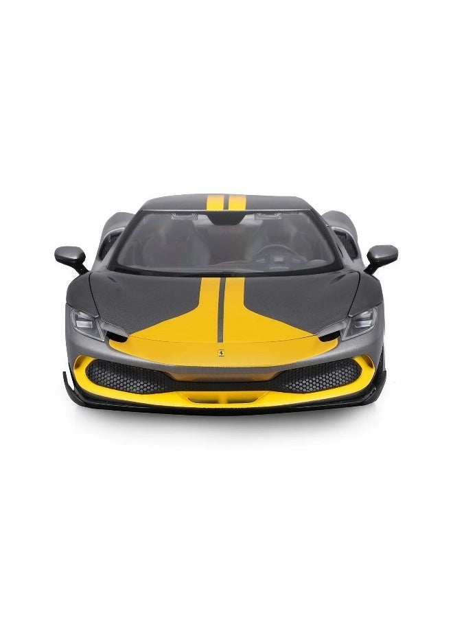 Bburago سيارة ببراغو فيراري رايس آند بلاي فيراري 296 GTB أستيتو فيورانو مصنوعة من المعدن (رمادي/أصفر، 1:18) - Image 3