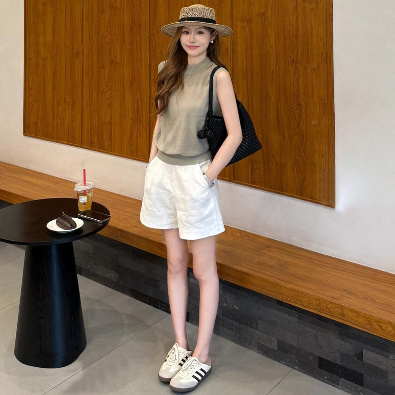 Women's Casual Linen Blend Shorts - Image 4