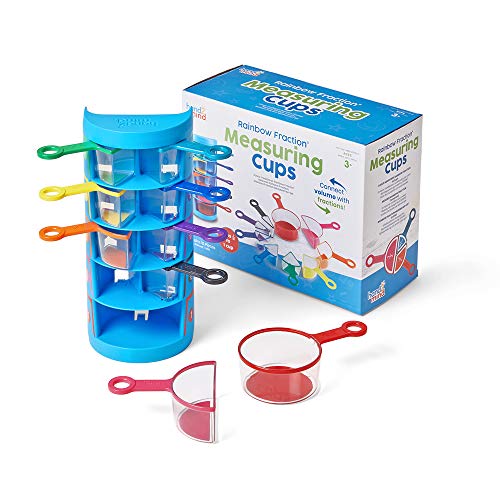 hand2mind Rainbow Fraction Measuring Cups Kids Montessori Kitchen Tools Toddler Cooking Tools Sensory Table Materials Fraction Manipulatives Homeschooling Supplies Easter Baking Set of 9 - Image 1