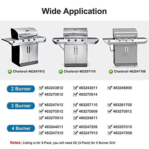 Criditpid Grill Parts Kits Compatible for Char-Broil Charbroil 463247412, 463257110, 463247109, 463270912, 463243812, 463270614, Heat Plates Replacement for Charbroil 3 Burner 463257110 Grill - Image 3