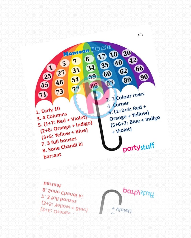 PartyStuff Tambola Housie Tickets - Umbrella Dividend kukuba (12 Piece) - Image 2