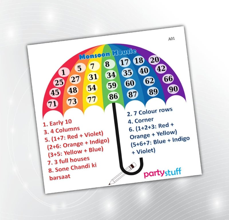 PartyStuff Tambola Housie Tickets - Umbrella Dividend kukuba (12 Piece) - Image 1