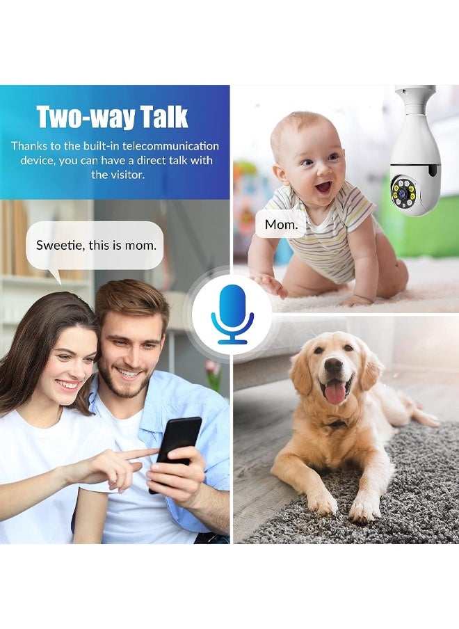 Generic 2PCS Light Bulb Security Cameras 2.4G Hz & 5G Hz Outdoor Wireless WiFi 360 Degree Light Socket Screw in Security Cameras for Home Security Safe Cam Lightbulb Cameras Night Vision Compatible  - Image 4