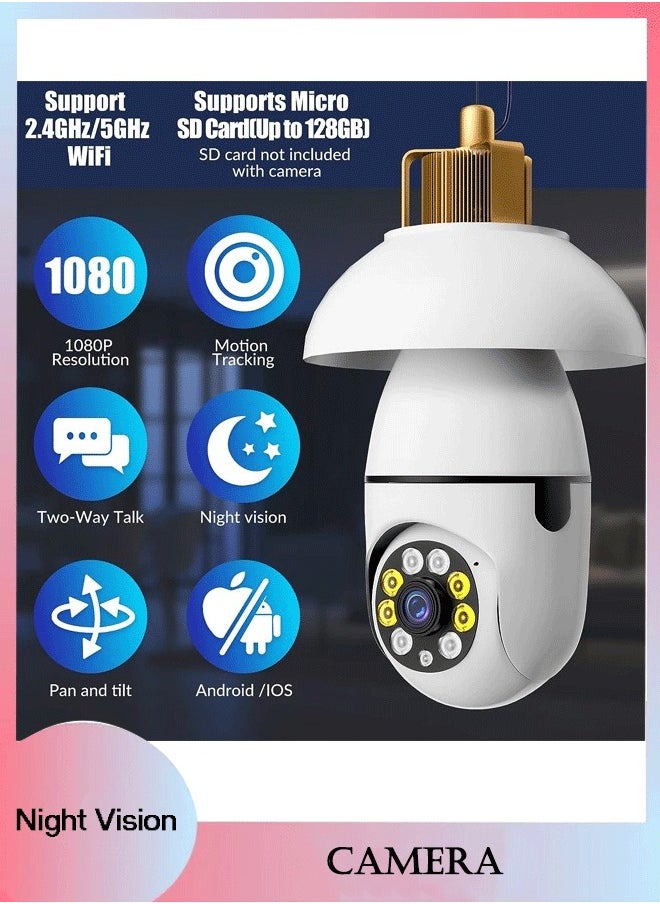 Generic 2PCS Light Bulb Security Cameras 2.4G Hz & 5G Hz Outdoor Wireless WiFi 360 Degree Light Socket Screw in Security Cameras for Home Security Safe Cam Lightbulb Cameras Night Vision Compatible  - Image 1