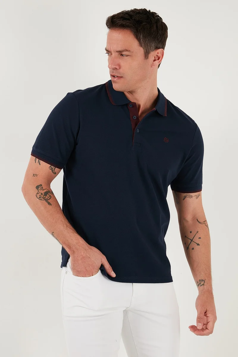 Buratti Cotton Buttoned Slim Fit Polo Neck T Shirt Men's Polo Neck T Shirt 5902118