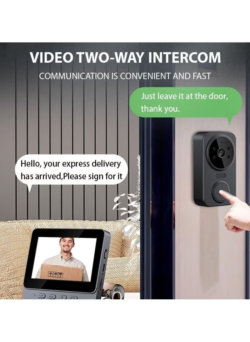 Wireless Video doorbell - 4.3-inch IPS display and wireless HD doorbell camera, wireless video intercom doorbell with screen, 2 square talk, night vision, easy to install - Image 5