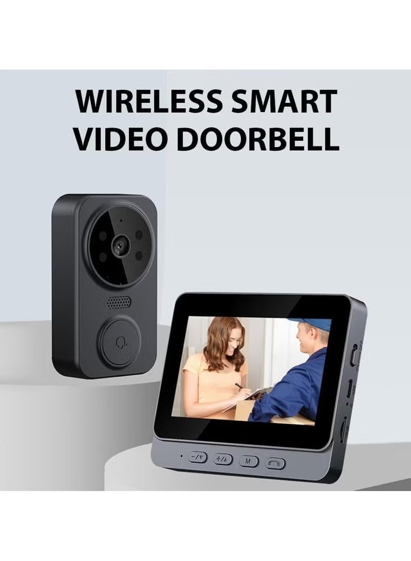 Wireless Video doorbell - 4.3-inch IPS display and wireless HD doorbell camera, wireless video intercom doorbell with screen, 2 square talk, night vision, easy to install - Image 1