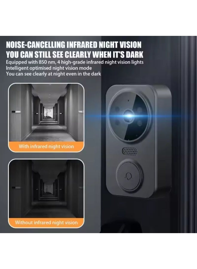 كاميرا جرس باب فيديو مع شاشة عرض، طقم كاميرا جرس باب ذكي للمنزل، نظام اتصال داخلي لاسلكي واي فاي بدقة 1080 بكسل مع رؤية ليلية، اتصال ثنائي الاتجاه، كاميرا جرس باب لاسلكية بشاشة IPS مقاس 4.3 بوصة - Image 3