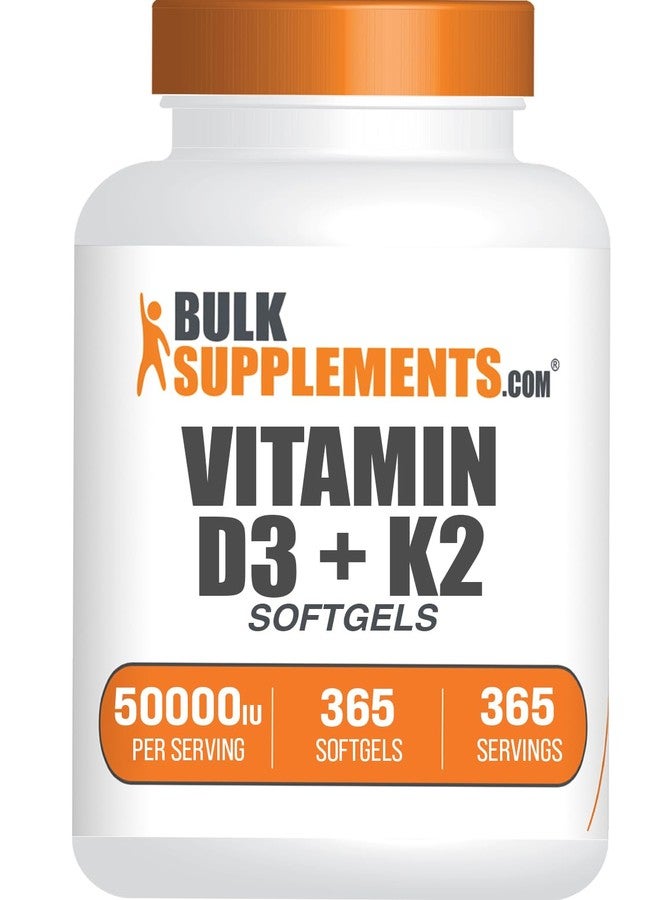 BulkSupplements.com Vitamin D3 50,000IU + Vitamin K2 200mcg Softgels - 365 Count (Pack of 1) - Image 1