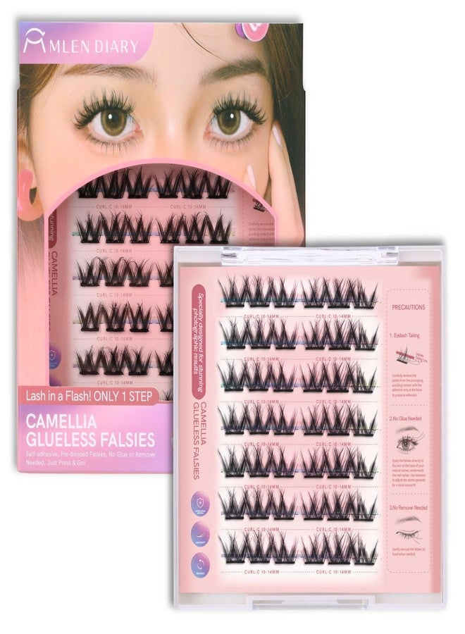 MLEN DIARY Self Adhesive Lash Clusters DIY Eyelash Extensions C Curl Natural 42Pcs Pre-Glued Cluster Lashes 10.5-13.5MM No Glue Individual Lashes Self Application at Home(Camellia) - Image 1