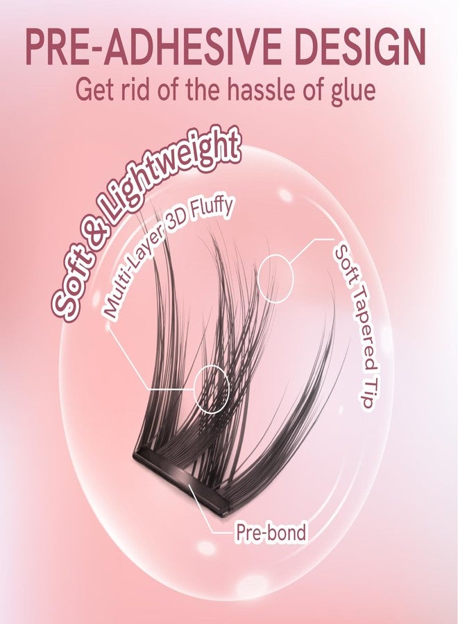 MLEN DIARY Self Adhesive Lash Clusters DIY Eyelash Extensions C Curl Natural 42Pcs Pre-Glued Cluster Lashes 10.5-13.5MM No Glue Individual Lashes Self Application at Home(Camellia) - Image 5