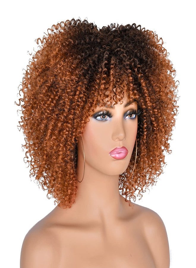 انيسول شعر مستعار قصير مجعد أفرو من أنيسول بطول 10 بوصات للنساء ذوات البشرة السمراء، شعر مستعار أفرو مجعد كثيف مع غرة، شعر مستعار كامل من الألياف الصناعية (من الأسود إلى البني) - Image 2
