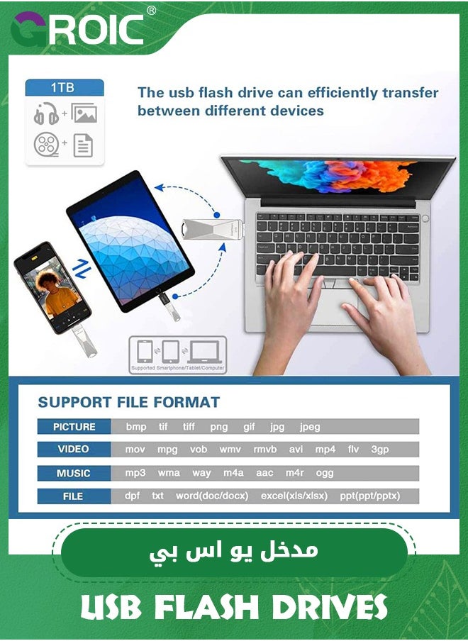 GROIC Silver USB Flash Drive for iPhone Photo Stick 64GB Thumb Drive or USB C Android Phone Photo Storage 2in1 Memory Stick Compatible i-Phone Pad Android Mac-Book USB C and PC  - Image 5