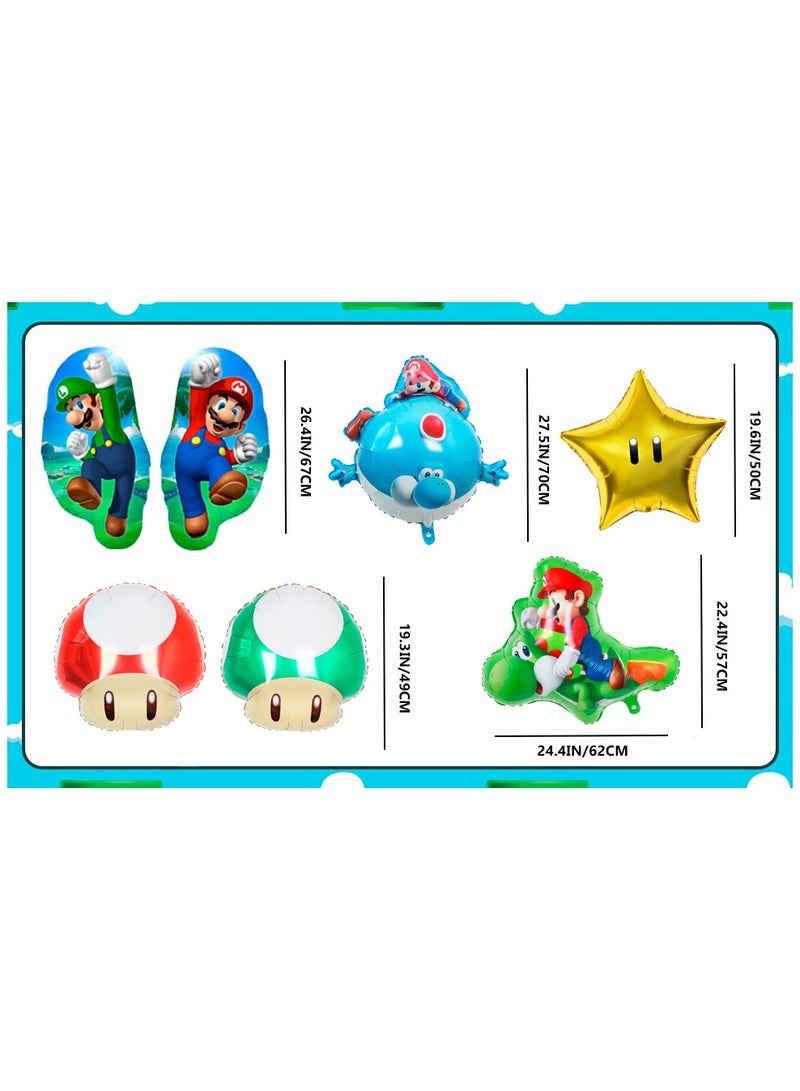 FRUITFUL PARTY Super Mario Party Decorations Balloons, 7pcs Super Mario Bros Balloons Including Mario Mushroom Foil Balloon Star Foil Balloons etc Super Mario Foil Balloons for Mario Themed Party - Image 3