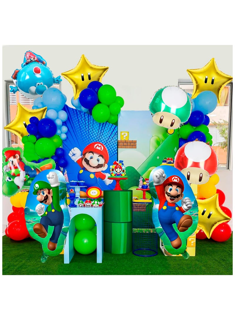 FRUITFUL PARTY Super Mario Party Decorations Balloons, 7pcs Super Mario Bros Balloons Including Mario Mushroom Foil Balloon Star Foil Balloons etc Super Mario Foil Balloons for Mario Themed Party - Image 4