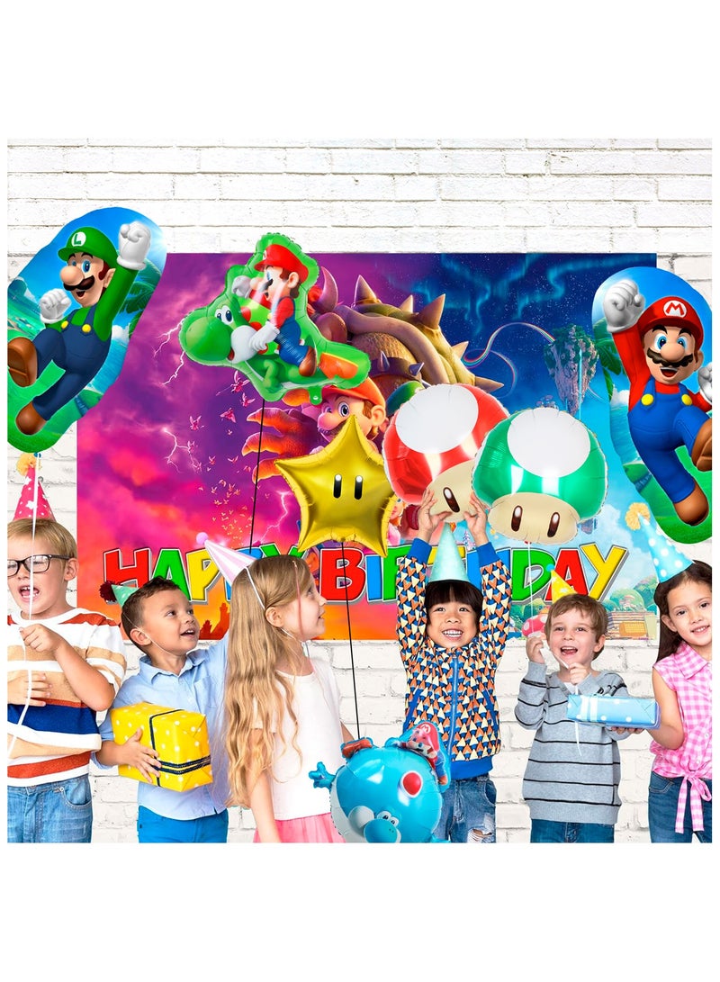 FRUITFUL PARTY Super Mario Party Decorations Balloons, 7pcs Super Mario Bros Balloons Including Mario Mushroom Foil Balloon Star Foil Balloons etc Super Mario Foil Balloons for Mario Themed Party - Image 5