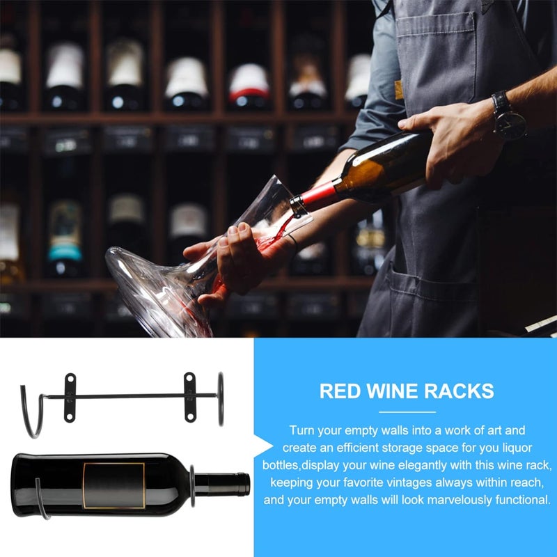 klarako 6pcs Wine Rack Wine Storage Holder Wine Bottle Holder red Wine Display Holder Metal Wine Wall Racks Liquor Bottle Display Shelf Wine Bottles Storage Rack Metal Wall Iron Hanging - Image 2