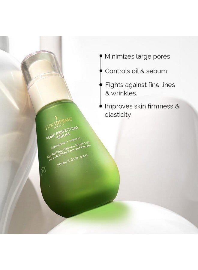 LuxaDerme Pore Perfecting Face Serum - Minimizes Pores, Controls Oil & Sebum, Firms Skin | 96% Natural Ingredients With Lotus Water, Alpaflor® Alp-Sebum, Syn®-Coll, Galactomyces | Korean Skincare - 30Ml  - Image 3