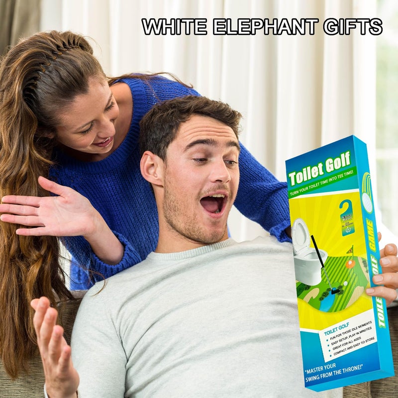 Wondrus Funny Mini Golf Gag Gifts for Men Golfer, Toilet Golf Bathroom Game for Adults, Unique Birthday Gift for Dad from Daughter Son, Fun White Elephant Gift Idea for Brother, Husband, Boys, Boyfriend,Him - Image 2