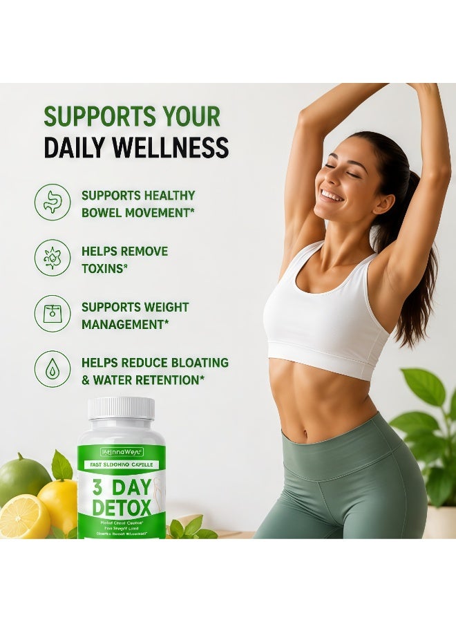 WelnessWays 3 Day Detox Fast Slimming Capsules | Herbal Colon Cleanse for Healthy Weight Management & Bowel Support - 60 Capsules - Image 3