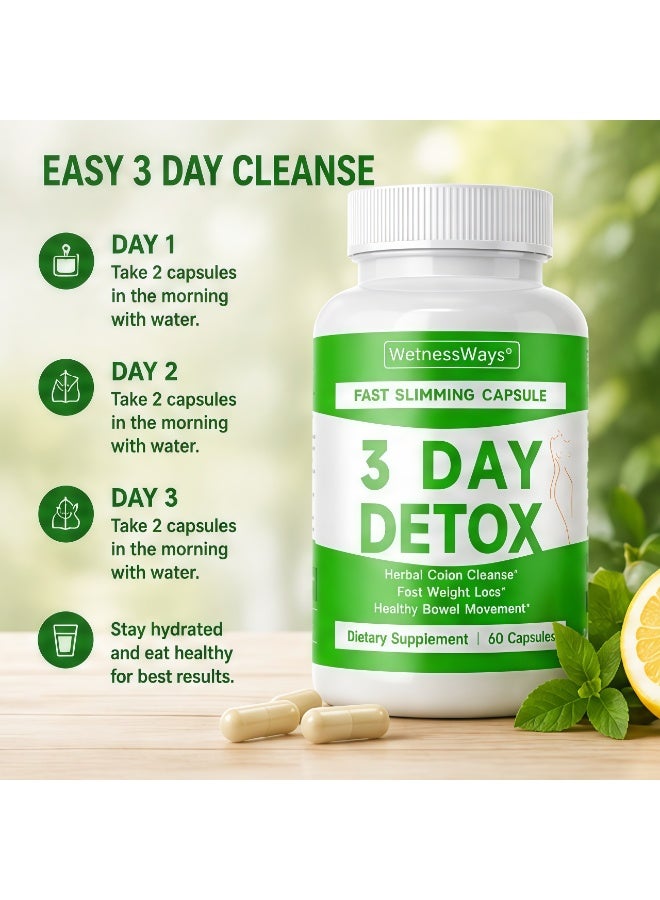 WelnessWays 3 Day Detox Fast Slimming Capsules | Herbal Colon Cleanse for Healthy Weight Management & Bowel Support - 60 Capsules - Image 5