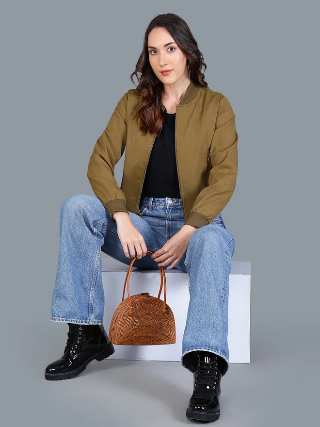 فورت كولينز جاكيت بومبر قصير نسائي بني فورت كولينز