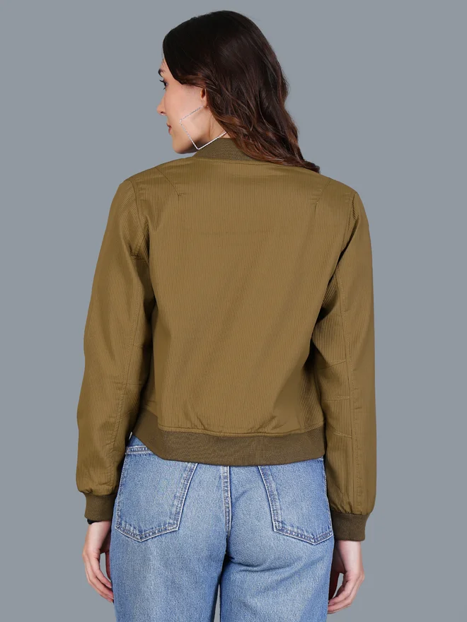 Fort Collins  Women Brown Crop Bomber Jacket for Women | Best Price UAE
