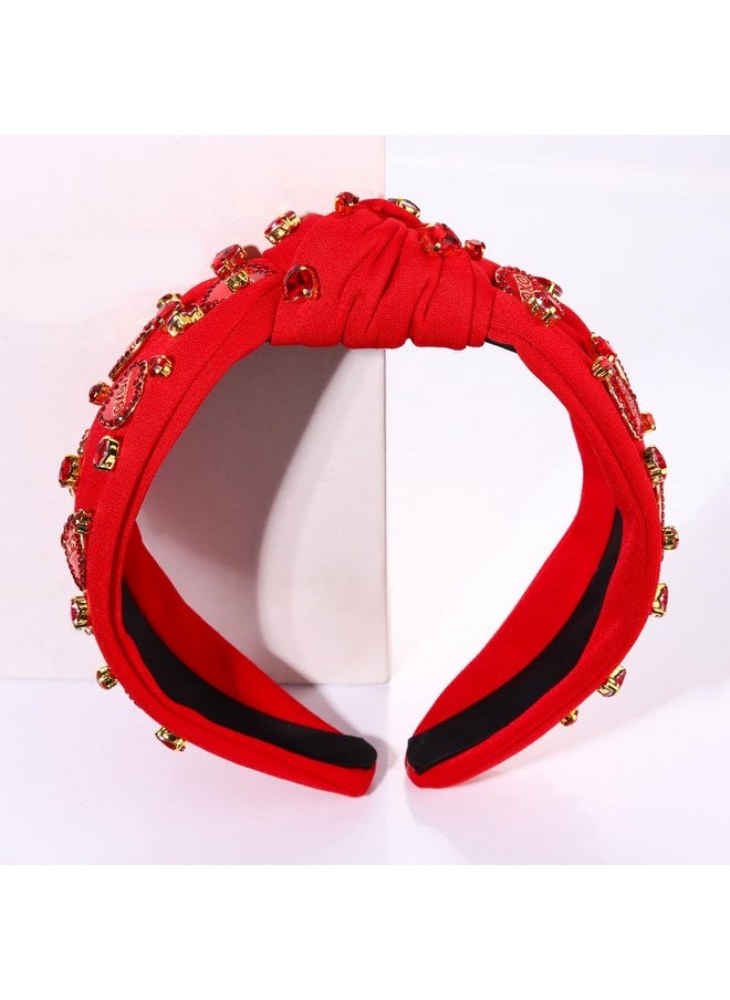 Boderier Valentines Day Headband Red Xoxo Heart Headband Jeweled Crystal Knotted Headband Valentines Lover Party Accessory Valentines Day Gifts For Women Girls (Red-Rhinestone Xoxo Heart)  - Image 5