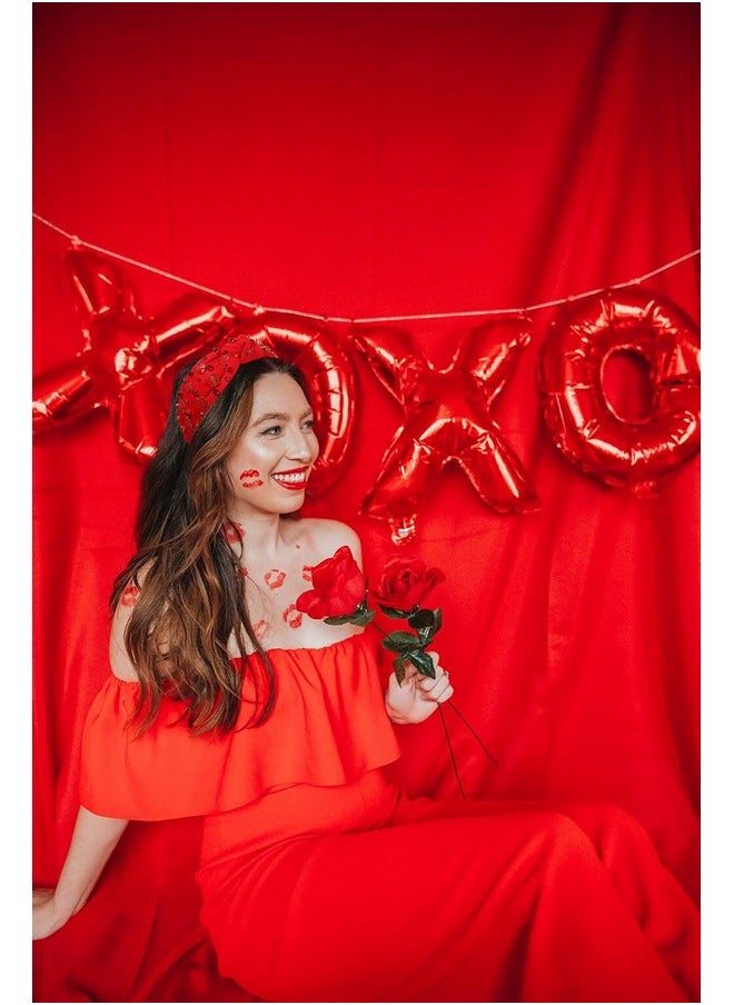 Boderier Valentines Day Headband Red Xoxo Heart Headband Jeweled Crystal Knotted Headband Valentines Lover Party Accessory Valentines Day Gifts For Women Girls (Red-Rhinestone Xoxo Heart)  - Image 3